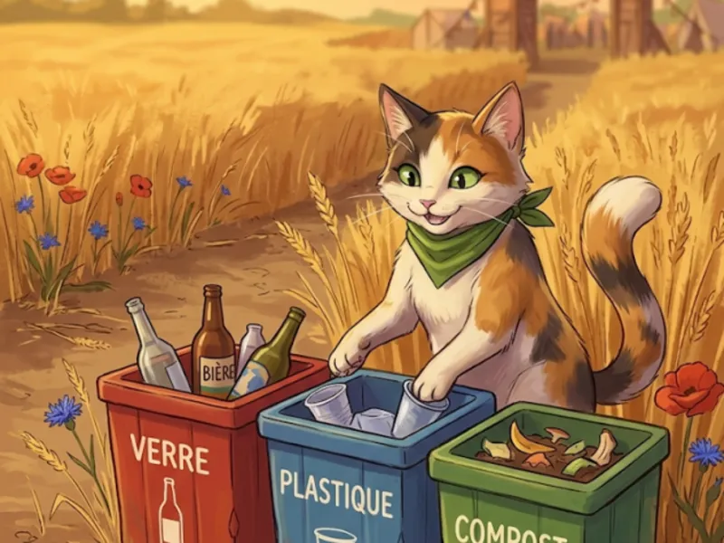 Chat écoresponsable avec poubelles de tri — Festichat